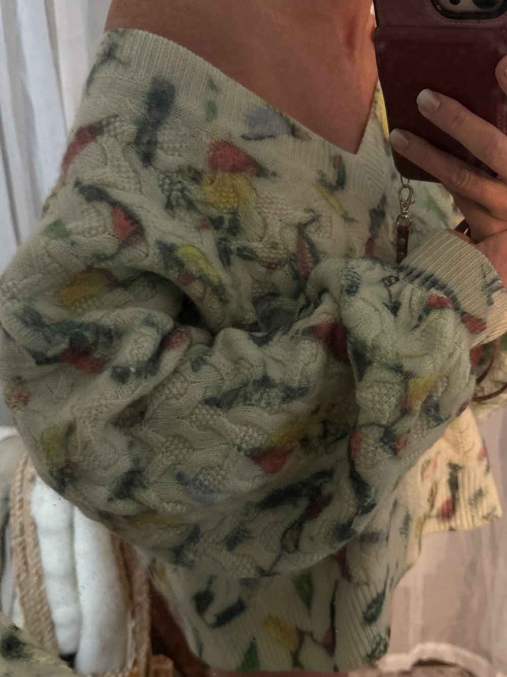Anthropology catch of the day soft lambswool sweater. Fly fishing. Cable knit
